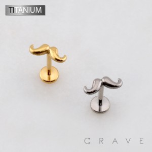 3D MOUSTACHE THREADLESS PUSH IN ASTM F136 IMPLANT GRADE TITANIUM LABRET SET